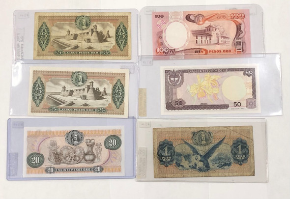Colombia: 1964 - 1986 Banknote Collection Lot (6 Pieces)