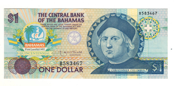 Bahamas: 1992 $1 Banknote