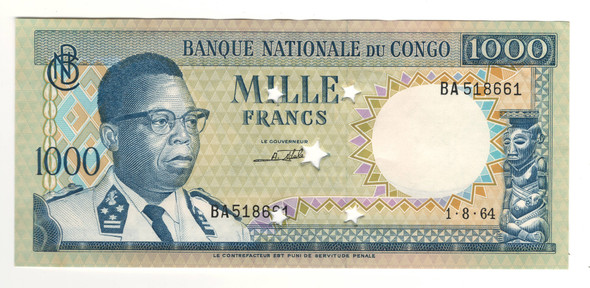 Congo: 1964 1000 Francs Banknote