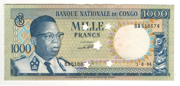 Congo: 1964  1000  Francs  Banknote