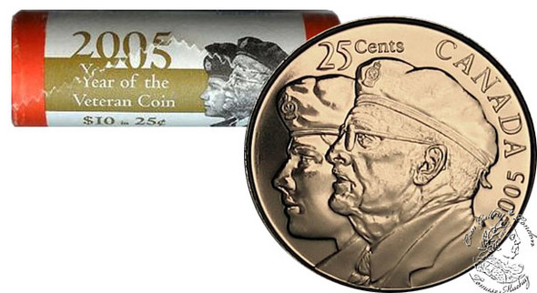 Canada: 2005 P Year of the Veteran 25 Cent Original Roll (40 Coins) - Special Wrap
