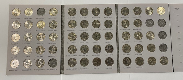 United States: 1999 - 2008 Statehood Quarters Nearly Complete 2 Volumes (106 Coins)