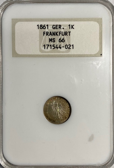 Germany, Frankfurt: 1861 1 Kreuzer NGC MS66