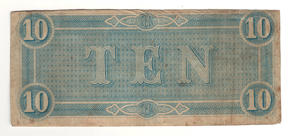 United States: 1864  $10 Richmond Confederate Banknote