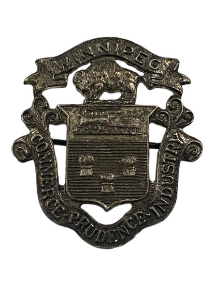 Canada: Winnipeg Coat of Arms Commerce Prudence industry Pin Back Badge