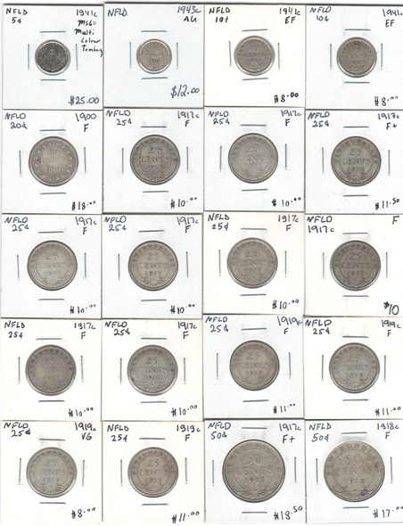 Canada: Newfoundland: 1900 - 1943 Silver Coin Collection Bulk Lot (20 Pieces)  *See Photos*