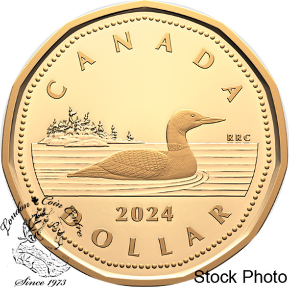 Canada: 2024 $1 Proof Silver Loonie Coin with Gold Plating Canada: 2024 $1 Proof Silver Loonie Coin with Gold Plating