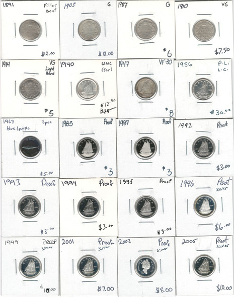 Canada: 1891 - 2005 10 Cent Dime Coin Collection Bulk Lot Includes Silver (20 Pieces)  *See Photos*