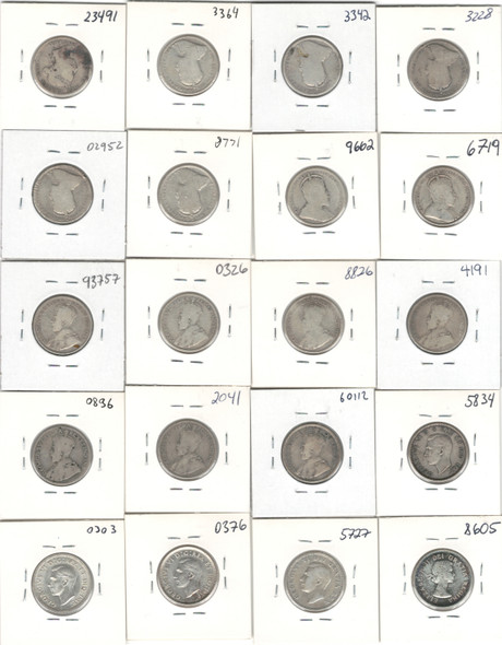 Canada: 1900 - 1962 25 Cent Quarter Coin Collection Bulk Lot Includes Silver (20 Pieces)  *See Photos*