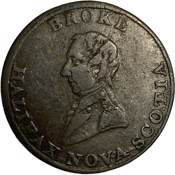 Nova Scotia: 1814 Token Broke Halifax, Breton 879,  NS-7A