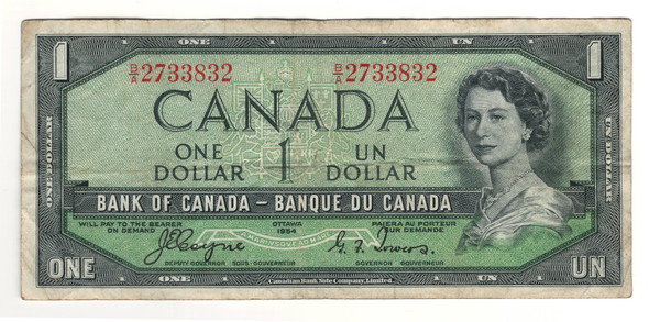 Canada: 1954 $1 Bank Of Canada Devil's Face Banknote  B/A