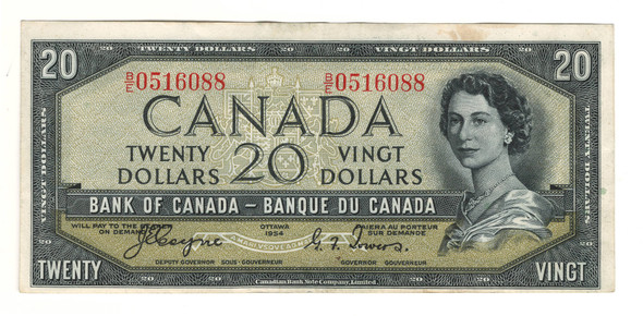 Canada: 1954 $20 Bank Of Canada Devil's Face Banknote  BC-33a