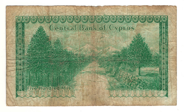 Cyprus: 1964 500 Mils Banknote P.42 Cyprus: 1964 500 Mils Banknote P.42