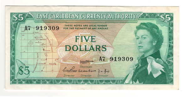 East Caribbean: 1965 5 Dollars  P14a