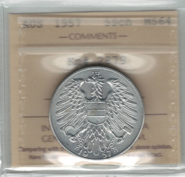 Austria: 1957 5 Schilling ICCS MS64 - Key Date