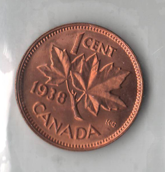 Canada: 1938  1 Cent ICCS  MS64 Red