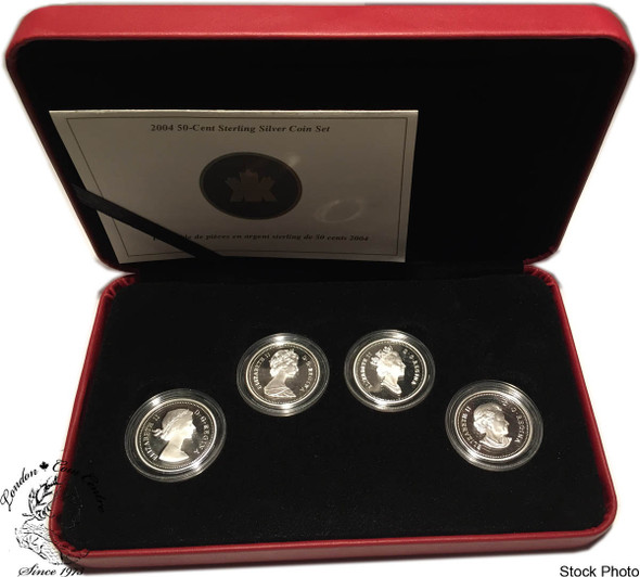 Canada: 2004 50 Cent Expression of Nationhood Queen's Effigy Proof Four Sterling Silver Coin Set. **No outside sleeve**