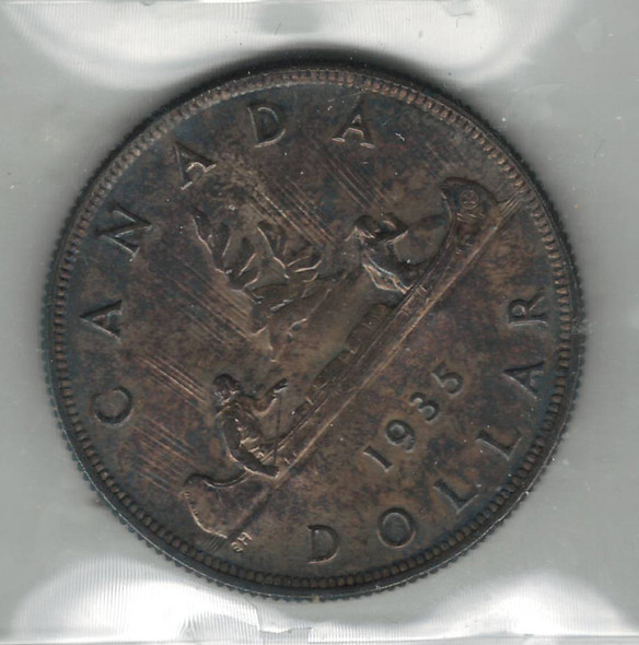 Canada: 1935 $1 Silver Dollar ICCS MS65 Toned
