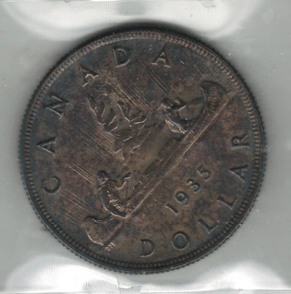 Canada: 1935 $1 Silver Dollar ICCS MS65 Toned Canada: 1935 $1 Silver Dollar ICCS MS65 Toned