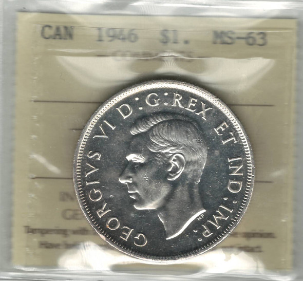 Canada: 1946 $1  Silver Dollar ICCS MS63