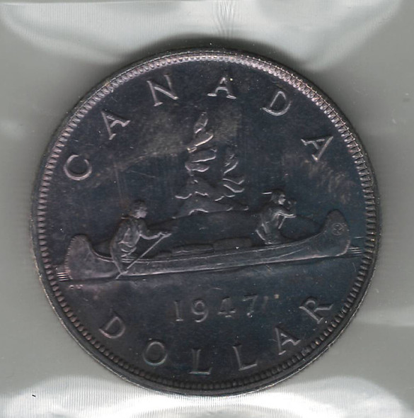 Canada: 1947 $1 Silver Dollar Blunt 7 ICCS / PCGS MS63