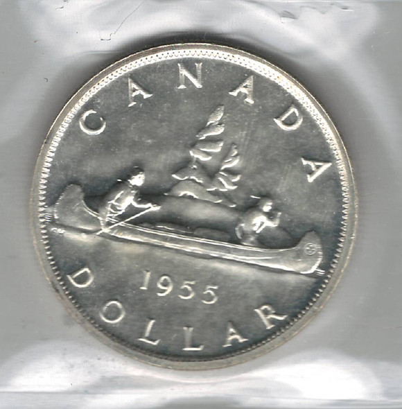 Canada: 1955 $1 Silver Dollar ICCS PL64