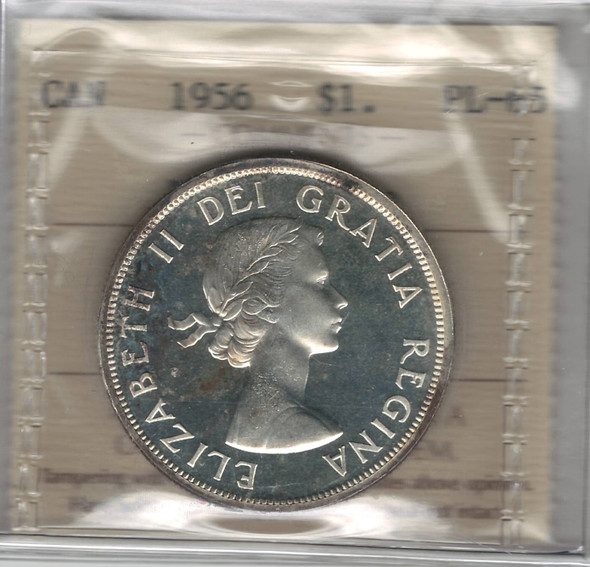 Canada: 1956 $1 Silver Dollar ICCS PL65 Heavy Cameo