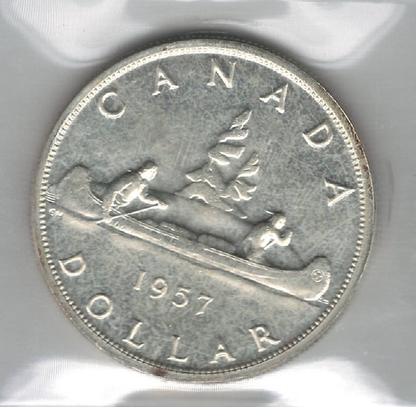 Canada: 1957 $1 Silver Dollar ICCS PL65