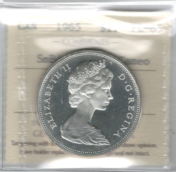 Canada: 1965 $1 Silver Dollar SmBds Blt5 ICCS PL65 Cameo