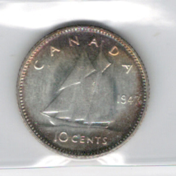 Canada: 1947 10 Cent Maple Leaf ICCS MS64