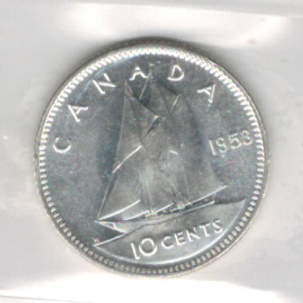 Canada: 1953 SF 10 Cent ICCS MS64 Cameo