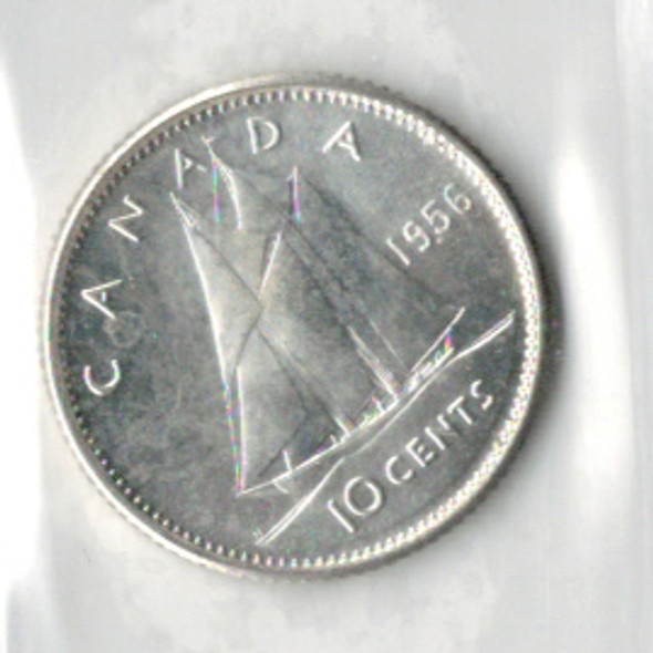 Canada: 1956 Dot 10 Cent ICCS  MS65