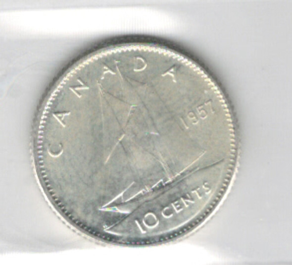 Canada: 1957 10 Cent ICCS  MS65
