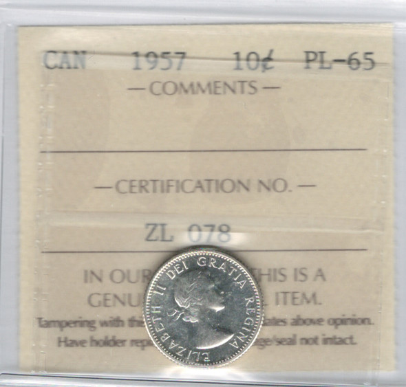 Canada: 1957 10 Cent ICCS PL65