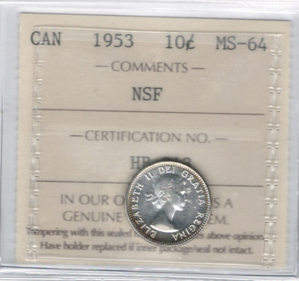 Canada: 1953 10 Cent NSF MS64