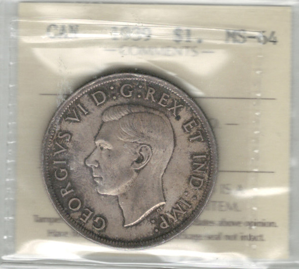Canada: 1939 $1 Silver  Dollar ICCS MS64