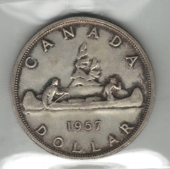 Canada: 1957 $1 Silver Dollar ICCS AU50