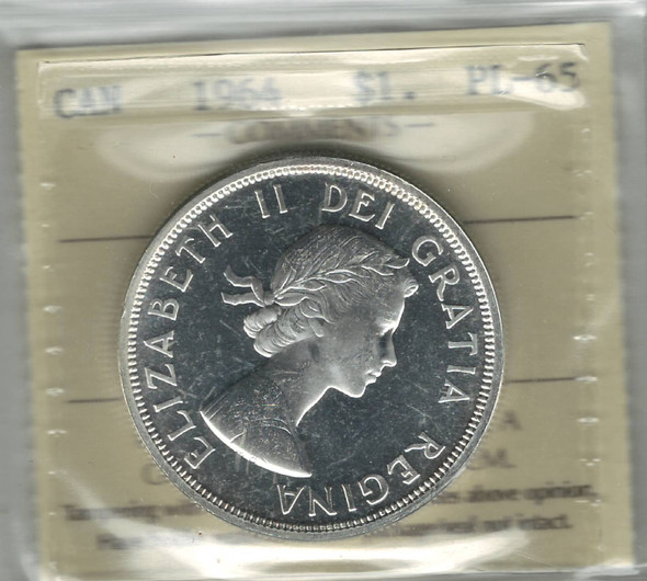 Canada: 1964 $1 Silver Dollar ICCS PL65