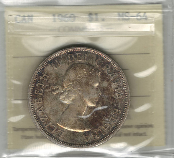 Canada: 1960 $1 Silver Dollar ICCS  MS64