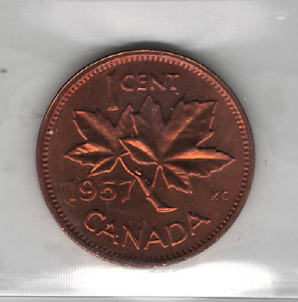 Canada: 1957 1 Cent ICCS PL65 Red