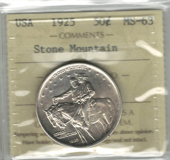United States: 1925 50 Cent Stone Mountain ICCS MS63
