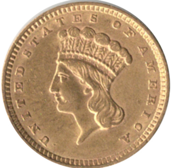 United States: 1857 $1 Gold Indian Princess Head