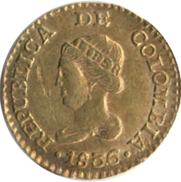 Colombia: 1836 RS Peso Gold Coin
