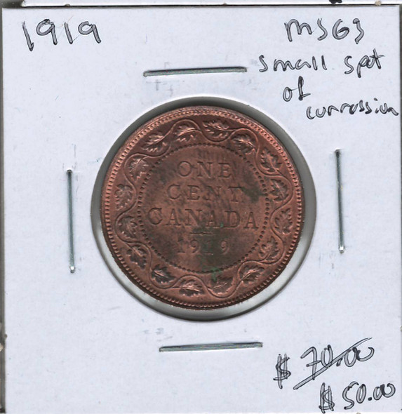 Canada: 1919 1 Cent MS63 With Spot Canada: 1919 1 Cent MS63 With Spot