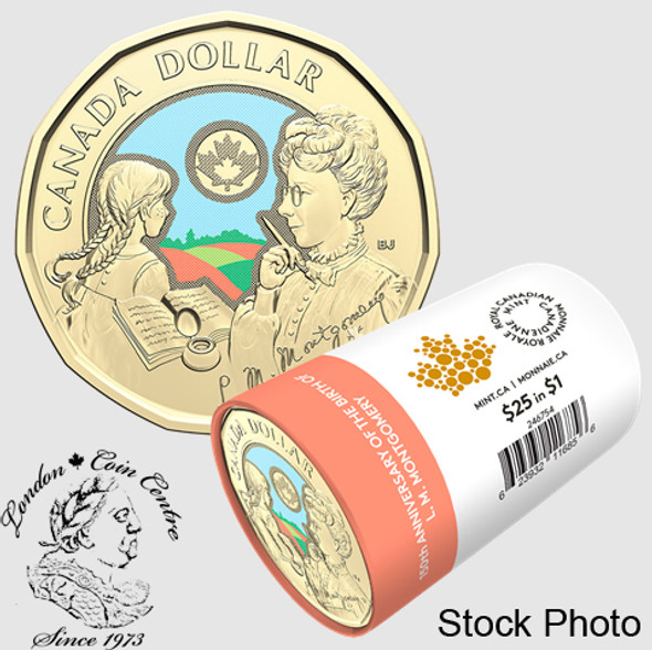 Canada: 2024 $1 150th Anniversary of the Birth of L.M. Montgomery Coloured Loonie Original Special Wrap Roll (25 Coins)