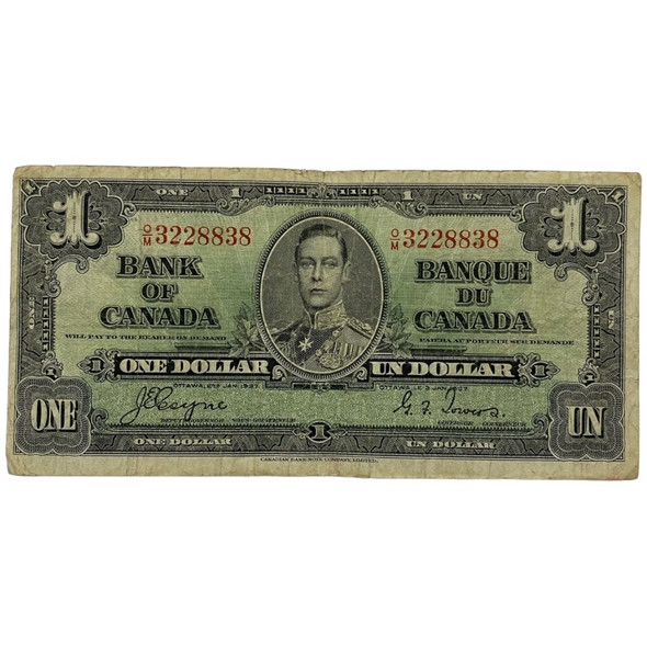 Canada: 1937 $1 Bank Of Canada Banknote Coyne-Towers Signature F12 *We Pick* Canada: 1937 $1 Bank Of Canada Banknote Coyne-Towers Signature F12 *We Pick*