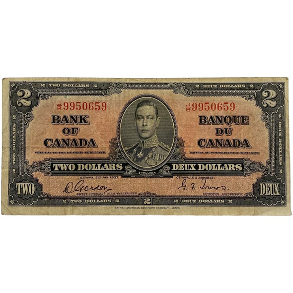 Canada: 1937 $2 Bank Of Canada Banknote Gordon-Towers Signature F12 *We Pick* Canada: 1937 $2 Bank Of Canada Banknote Gordon-Towers Signature F12 *We Pick*