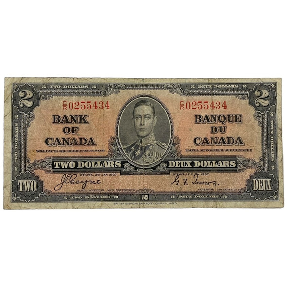 Canada: 1937 $2 Bank Of Canada Banknote Coyne-Towers Signature F12 *We Pick* Canada: 1937 $2 Bank Of Canada Banknote Coyne-Towers Signature F12 *We Pick*