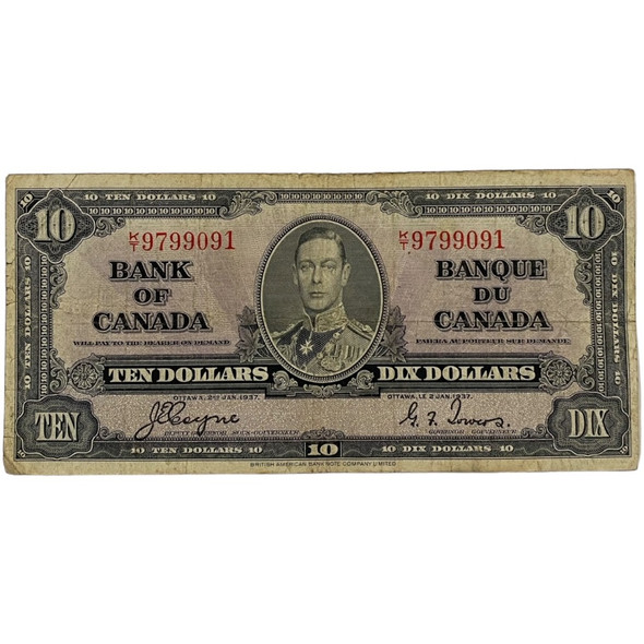 Canada: 1937 $10 Bank Of Canada Banknote Coyne-Towers Signature F12 *We Pick* Canada: 1937 $10 Bank Of Canada Banknote Coyne-Towers Signature F12 *We Pick*