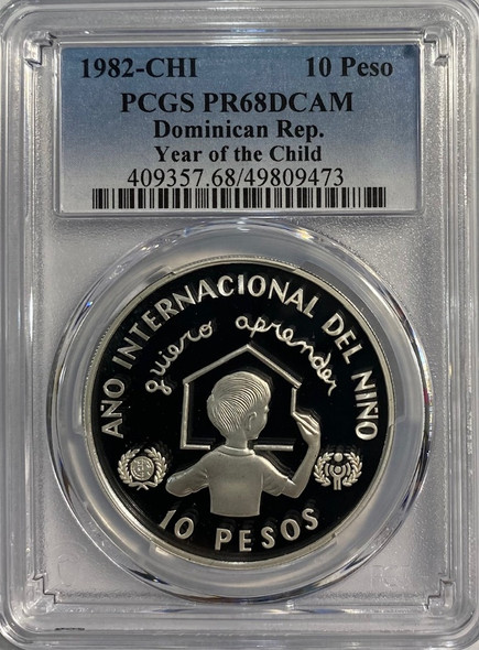 Dominican Republic: 1982 10 Peso Year of the Child PCGS PR68DCAM Dominican Republic: 1982 10 Peso Year of the Child PCGS PR68DCAM